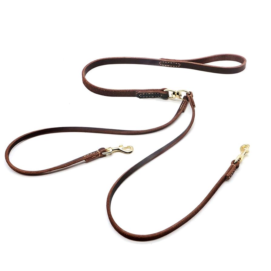 Amazon.com : Wellbro Real Leather Double Dog Leash, No